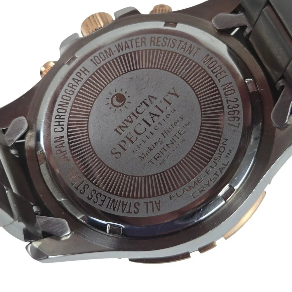 Invicta Specialty Men's Watch 23667 Chronograph Rose Gold & Stainless Band VIDEO